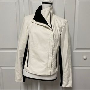 INC white/black pleather zip up jacket
